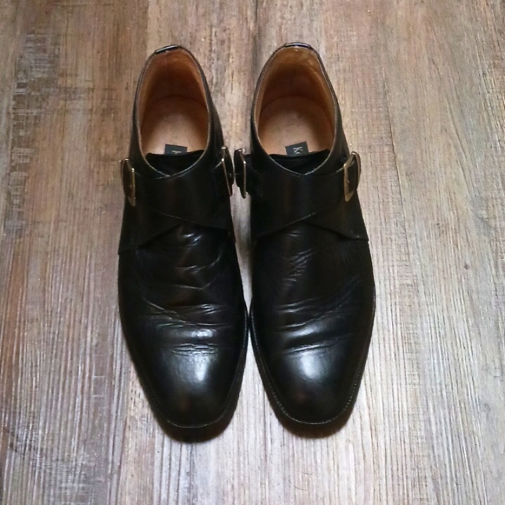 Kenneth Cole Double Monk Strap Mens Dress Shoes Sz 11.5 Brown Tan